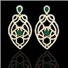 Image 1 : Genuine 7.0 CTW Emerald & Micro Pave Diamond Heart Earrings Designer Solitaire 14K Gold - 21137-REF#