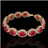 Image 2 : Natural 22 CTW Ruby & Micro Pave Diamond Certified Bracelet 10K Gold - 22696-REF#226R4Z
