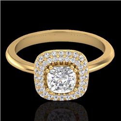 Natural 1.16 CTW Micro Pave Diamond Bridal Engagement Ring Solitaire Halo 18K Gold - 21032-REF#102G8