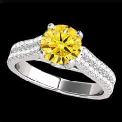 Genuine 1.61 CTW Certified Fancy Intense Genuine Diamond Pave Ring Two Tone Gold - 35463-REF#123R2Z