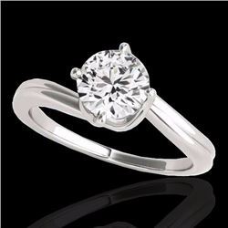 Genuine 1.0 CTW Certified G-I Genuine Diamond Bypass Solitaire Bridal Ring Gold - 35032-REF#91Y2V