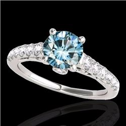 Genuine 1.50 CTW Certified Fancy Blue Genuine Diamond Solitaire Bridal Ring Gold - 34990-REF#113M2H