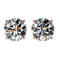 Genuine 2.09 CTW Certified H-I Quality Genuine Diamond Solitaire Stud Earrings Gold - 36641-REF#151N