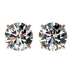 Genuine 2.09 CTW Certified H-I Quality Genuine Diamond Solitaire Stud Earrings Gold - 36641-REF#151N