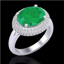 Genuine 4.50 CTW Emerald & Micro Pave Diamond Certified Ring 18K Gold - 20913-REF#83F2M