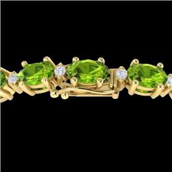 Natural 26.3 CTW Peridot & Diamond Certified Tennis Bracelet Yellow Gold - 29458-REF#159Z8Y