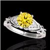 Image 1 : Genuine 1.10 CTW Certified Fancy Intense Genuine Diamond Solitaire Ring 2 Tone Gold - 35206-REF#98N7