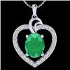 Image 1 : Natural 4.0 CTW Emerald & Diamond Designer Inspired Heart Necklace 14K Gold - 20492-REF#63G5W