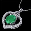 Image 2 : Natural 4.0 CTW Emerald & Diamond Designer Inspired Heart Necklace 14K Gold - 20492-REF#63G5W