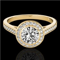 Genuine 1.30 CTW Certified G-I Genuine Diamond Bridal Solitaire Halo Ring Gold - 33627-REF#110H3R