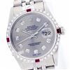 Image 1 : Rolex Ladies Stainless Steel, Diam Dial & Diam/Ruby Bezel, Saph Crystal - REF#338M2K
