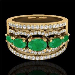 Genuine 2.25 CTW Emerald & Micro Pave Diamond Certified Designer Ring 10K Gold - 20801-REF#59K5T