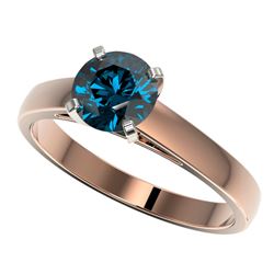 Genuine 1.22 CTW Certified Intense Blue Genuine Diamond Solitaire Engagement Ring Gold - 36538-REF#1