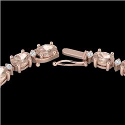 Genuine 44.25 CTW Morganite & Diamond Certified Eternity Tennis Necklace Gold - 29428-REF#489W2K