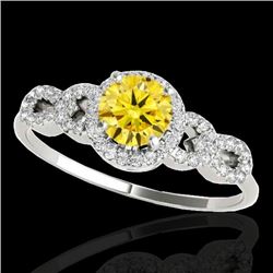 Genuine 1.33 CTW Certified Fancy Intense Genuine Diamond Solitaire Ring Gold - 35320-REF#104X5A