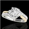 Image 1 : Genuine 1.60 CTW Certified G-I Genuine Diamond Bypass Solitaire Ring Two Tone Gold - 35113-REF#121V2