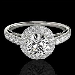 Genuine 1.65 CTW Certified G-I Genuine Diamond Bridal Solitaire Halo Ring Gold - 33697-REF#129H3R