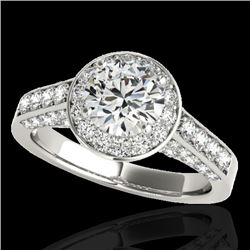 Genuine 1.80 CTW Certified G-I Genuine Diamond Bridal Solitaire Halo Ring Gold - 34042-REF#139R2Z