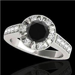 Genuine 2.0 CTW Certified Black Genuine Diamond Bridal Solitaire Halo Ring Gold - 34489-REF#83R5Z