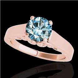 Genuine 1.0 CTW Certified Fancy Blue Genuine Diamond Solitaire Bridal Ring Gold - 35143-REF#92H2R