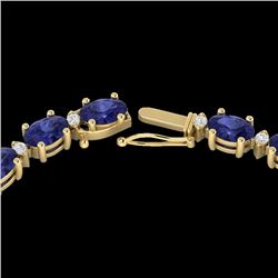 Genuine 34 CTW Tanzanite & Diamond Certified Eternity Tennis Necklace 10K Gold - 21607-REF#226G2W