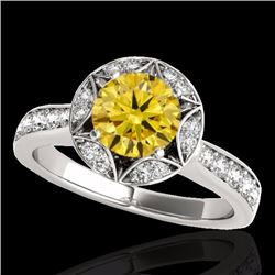 Genuine 1.50 CTW Certified Fancy Intense Genuine Diamond Solitaire Halo Ring Gold - 34236-REF#120M8H