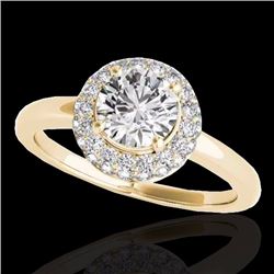 Genuine 1.43 CTW Certified G-I Genuine Diamond Bridal Solitaire Halo Ring Gold - 33663-REF#110V2F