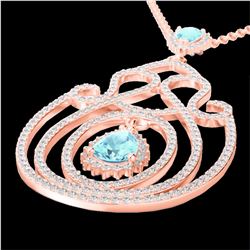 Natural 3.20 CTW Sky Blue Topaz & Micro Pave Diamond Heart Designer Necklace 14K Gold - 22444-REF#13