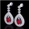 Image 1 : Genuine 2.25 CTW Ruby & Micro Pave Diamond Certified Earrings Designer 14K Gold - 23153-REF#91F5M