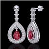 Image 2 : Genuine 2.25 CTW Ruby & Micro Pave Diamond Certified Earrings Designer 14K Gold - 23153-REF#91F5M