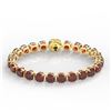 Image 2 : Genuine 35 CTW Garnet & Micro Pave Diamond Halo Designer Bracelet 14K Yellow Gold - 23311-REF#117G2W