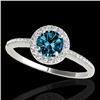 Image 1 : Genuine 1.20 CTW Certified Fancy Blue Genuine Diamond Solitaire Halo Ring Gold - 33504-REF#94A8N