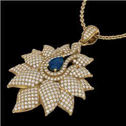 Natural 3.0 CTW Sapphire & Micro Pave Diamond Designer Necklace 18K Gold - 22566-REF#186R8Z