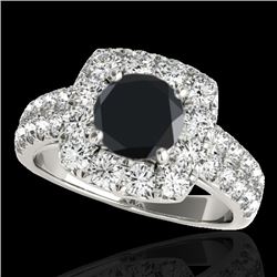 Genuine 2.25 CTW Certified Black Genuine Diamond Bridal Solitaire Halo Ring Gold - 33637-REF#111M5H