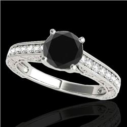 Genuine 1.32 CTW Certified Black Genuine Diamond Solitaire Bridal Ring Gold - 34946-REF#52H5R