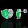 Image 2 : Natural 2.50 CTW Emerald & Micro Pave Diamond Certified Earrings 10K Gold - 20072-REF#25X5A