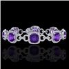 Image 1 : Genuine 30 CTW Amethyst & Micro Pave Diamond Certified Bracelet 14K Gold - 23015-REF#267A6N