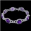Image 2 : Genuine 30 CTW Amethyst & Micro Pave Diamond Certified Bracelet 14K Gold - 23015-REF#267A6N
