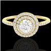 Image 1 : Genuine 1.0 CTW Micro Pave Diamond Solitaire Bridal Ring Double Halo 18K Gold - 21615-REF#89M9H