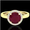 Image 1 : Natural 2.0 CTW Ruby & Halo Diamond Micro Pave Ring Solitaire Bridal 18K Gold - 21642-REF#49X3A