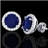 Image 2 : Genuine 4.0 CTW Sapphire & Halo Diamond Micro Pave Earrings Solitaire 18K Gold - 21503-REF#53M5H