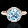 Image 1 : Genuine 2.70 CTW Sky Blue Topaz & Micro Pave Diamond Ring Designer Halo 14K Gold - 23215-REF#39M2H