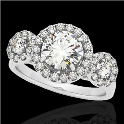 Genuine 1.75 CTW Certified G-I Genuine Diamond Bridal Solitaire Halo Ring Gold - 33285-REF#130K5T