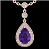 Image 2 : Natural 2.25 CTW Amethyst & Micro Pave Diamond Necklace Designer 14K Gold - 23128-REF#32A8N