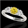 Image 1 : Genuine 2.0 CTW Certified Fancy Intense Genuine Diamond 3 Stone Solitaire Ring Gold - 35392-REF#212A