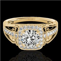 Genuine 1.30 CTW Certified G-I Genuine Diamond Bridal Solitaire Halo Ring Gold - 33771-REF#110F8M