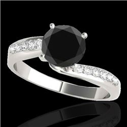 Genuine 1.40 CTW Certified Black Genuine Diamond Bypass Solitaire Ring Gold - 35075-REF#49H7R