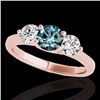 Image 1 : Genuine 2.0 CTW Certified Fancy Blue Genuine Diamond 3 Stone Solitaire Ring Gold - 35391-REF#212Y3V