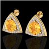 Image 1 : Natural 3.0 CTW Citrine & Micro Pave Halo Solitaire Diamond Stud Earrings 18K Gold - 20186-REF#52T5X