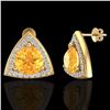 Image 2 : Natural 3.0 CTW Citrine & Micro Pave Halo Solitaire Diamond Stud Earrings 18K Gold - 20186-REF#52T5X